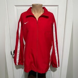 Mens Large Nike Red Windbreaker Coach Jacket Red White Long Sleeve